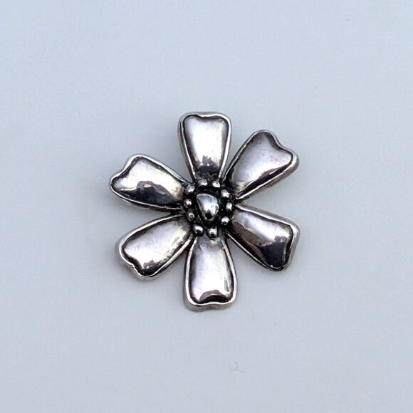 Vintage Designer Solid Sterling Silver 925 Flower Shape Pendant - Picture 2 of 6